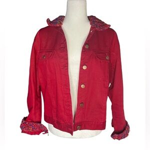 Vintage Unique Red Jacket - Knit Collars Bill Blass M
